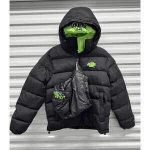 Syna World Double Hoddie Puffer Jacket Large NWT Black